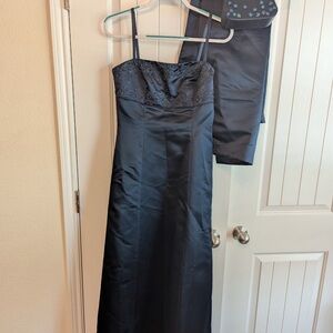 Selling as bundle- Donna Morgan formal dress and size 7 navy shoes with purse